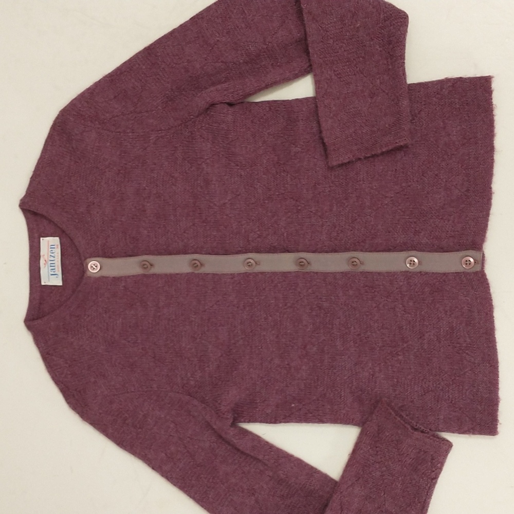 Jantzen Vintage Wool Set Cardigan Sweater Plaid Check Skirt Plum 60s Classic - Picture 5 of 8